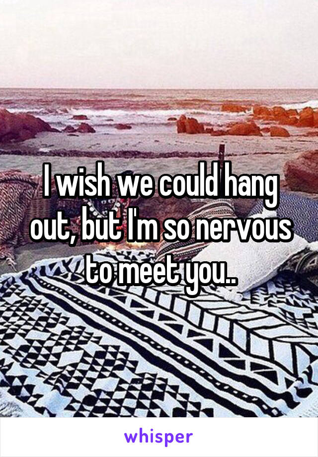 I wish we could hang out, but I'm so nervous to meet you..