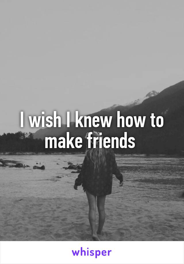 I wish I knew how to make friends 