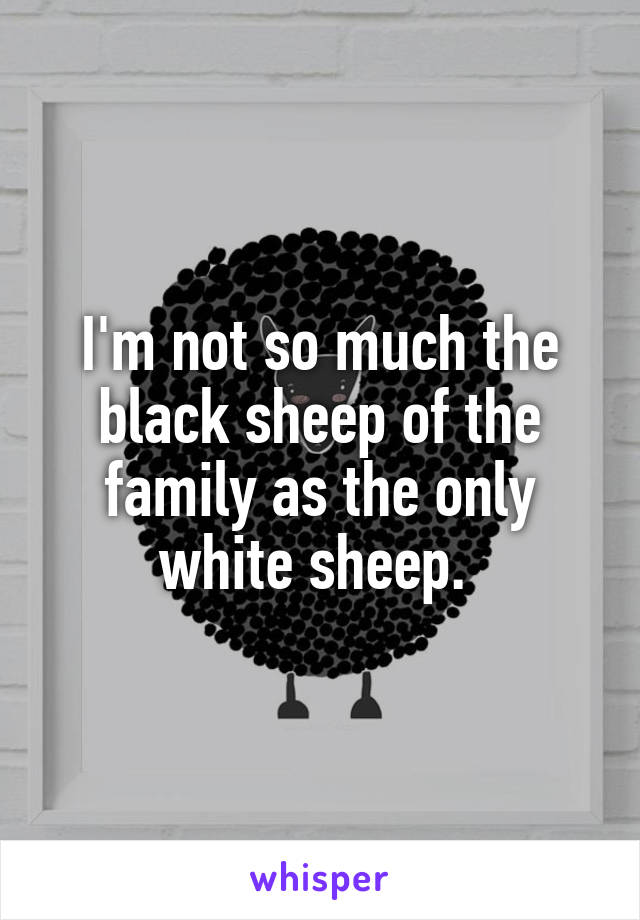 I'm not so much the black sheep of the family as the only white sheep. 