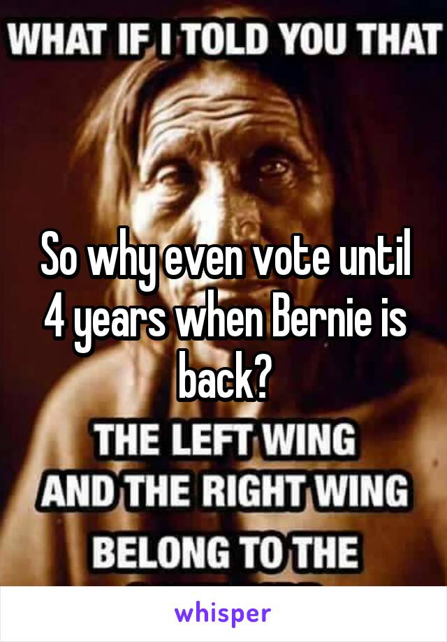 So why even vote until 4 years when Bernie is back?