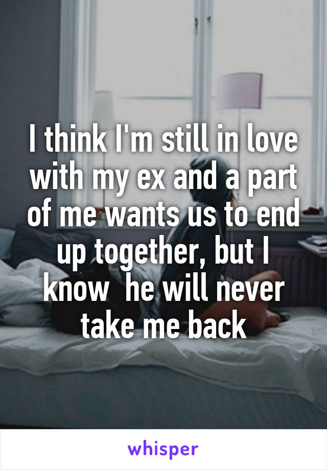 I think I'm still in love with my ex and a part of me wants us to end up together, but I know  he will never take me back