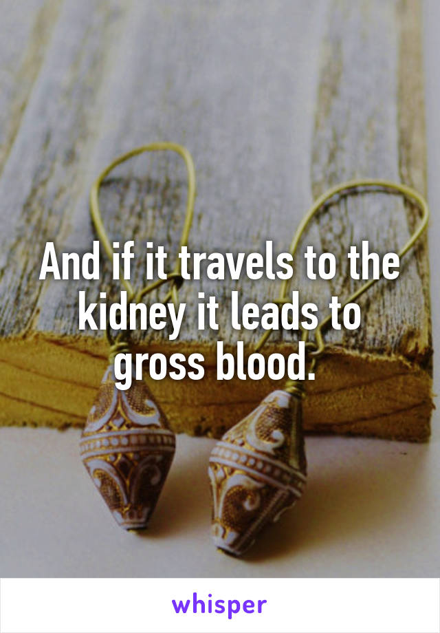 And if it travels to the kidney it leads to gross blood. 