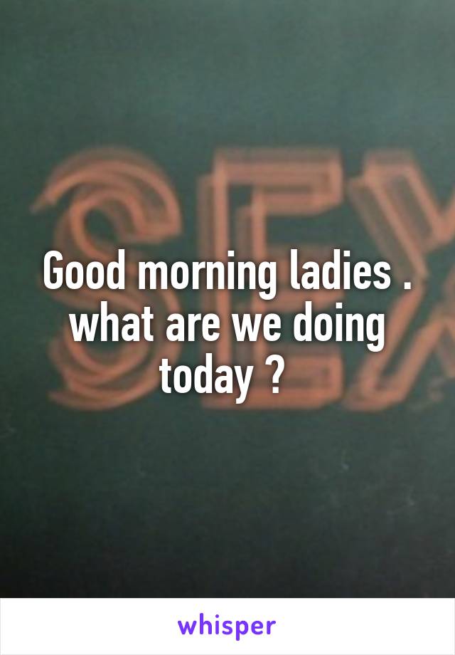 Good morning ladies . what are we doing today ? 