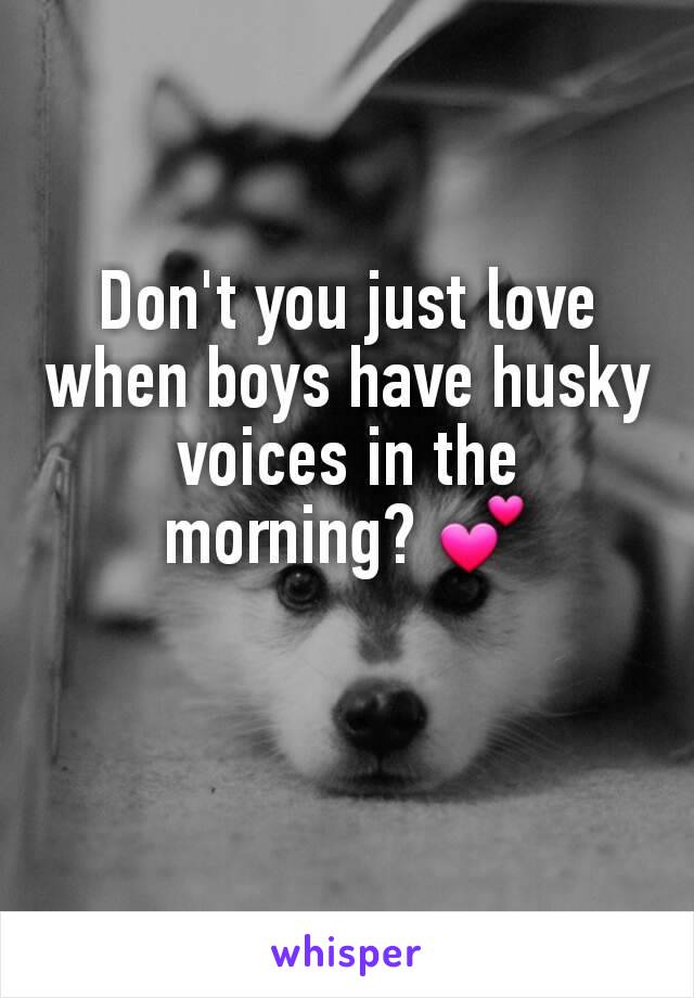 Don't you just love when boys have husky voices in the morning? 💕