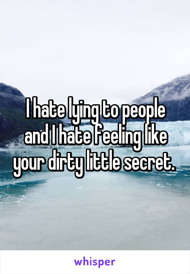 I hate lying to people and I hate feeling like your dirty little secret. 