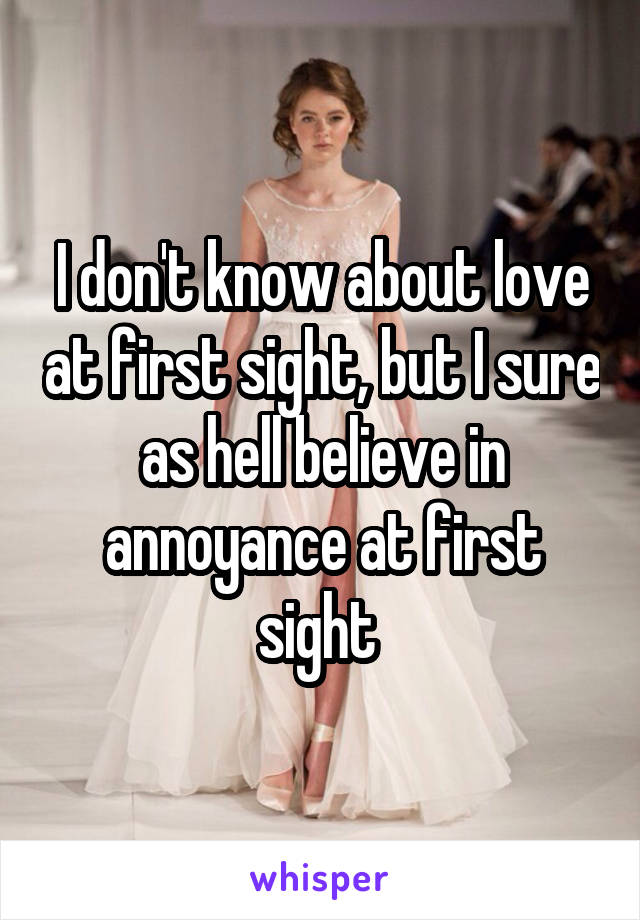 I don't know about love at first sight, but I sure as hell believe in annoyance at first sight 