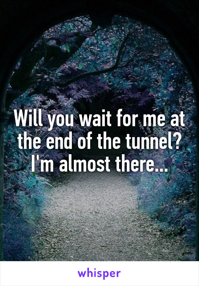 Will you wait for me at the end of the tunnel?
I'm almost there...