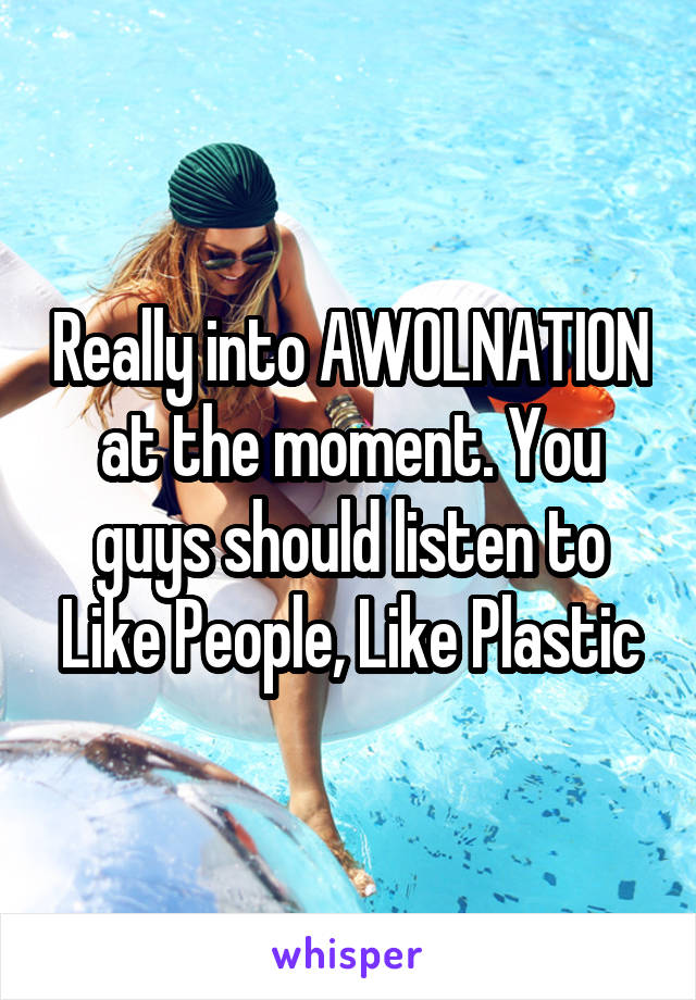 Really into AWOLNATION at the moment. You guys should listen to Like People, Like Plastic