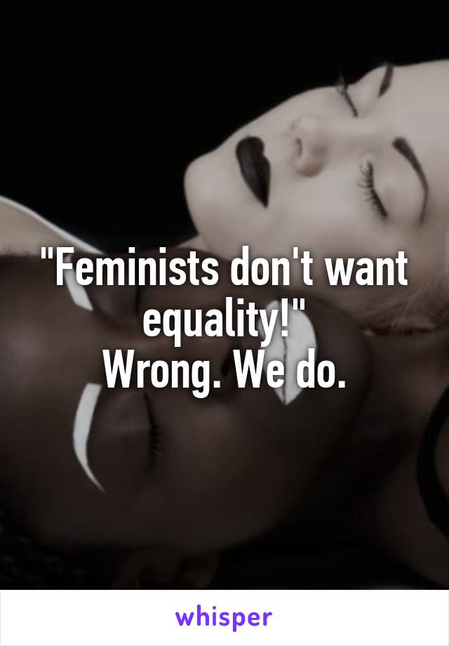"Feminists don't want equality!"
Wrong. We do.