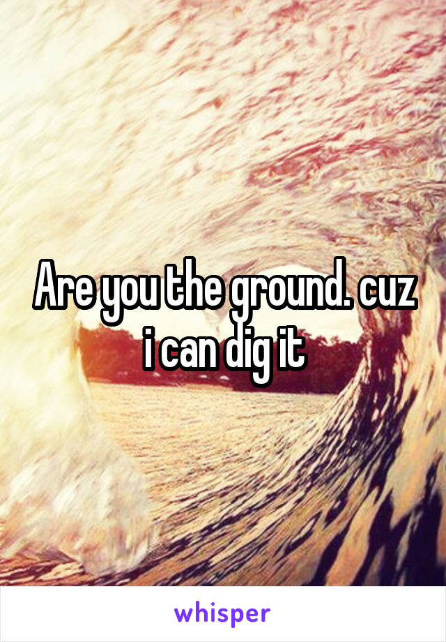 Are you the ground. cuz i can dig it