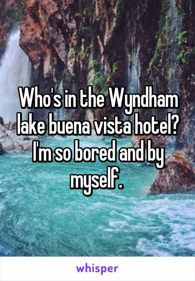 Who's in the Wyndham lake buena vista hotel? I'm so bored and by myself. 