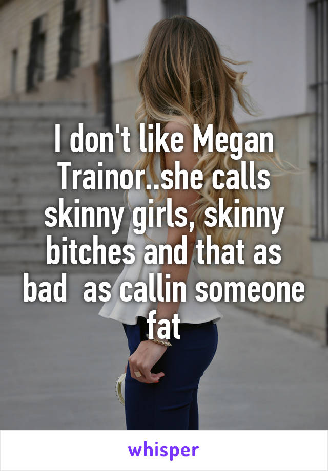 I don't like Megan Trainor..she calls skinny girls, skinny bitches and that as bad  as callin someone fat