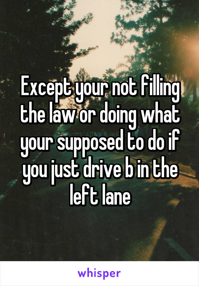 Except your not filling the law or doing what your supposed to do if you just drive b in the left lane