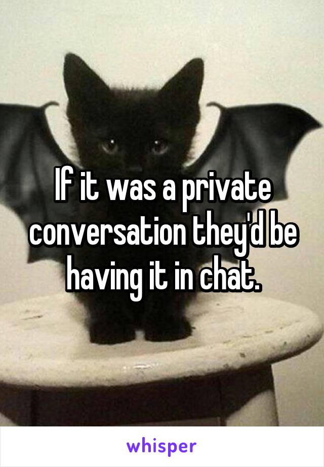 If it was a private conversation they'd be having it in chat.