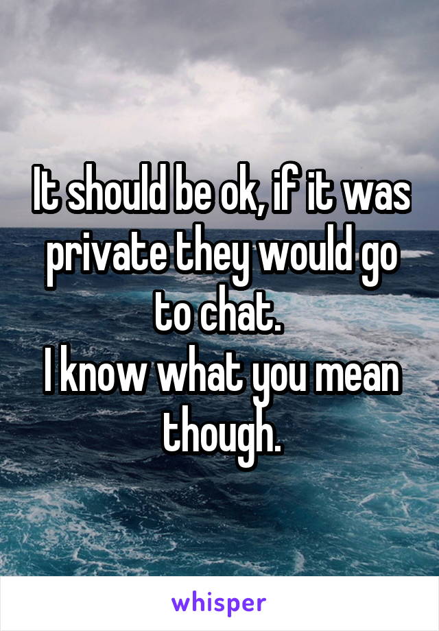 It should be ok, if it was private they would go to chat. 
I know what you mean though.