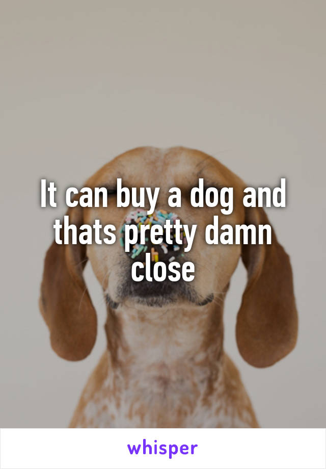 It can buy a dog and thats pretty damn close