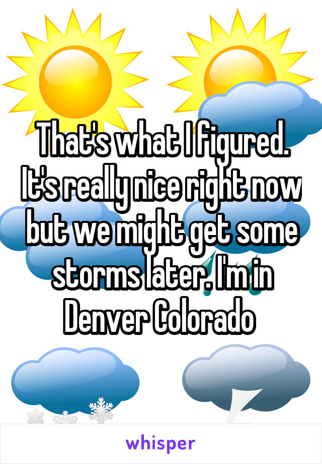 That's what I figured. It's really nice right now but we might get some storms later. I'm in Denver Colorado 