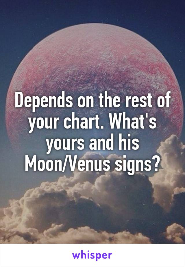 Depends on the rest of your chart. What's yours and his Moon/Venus signs?