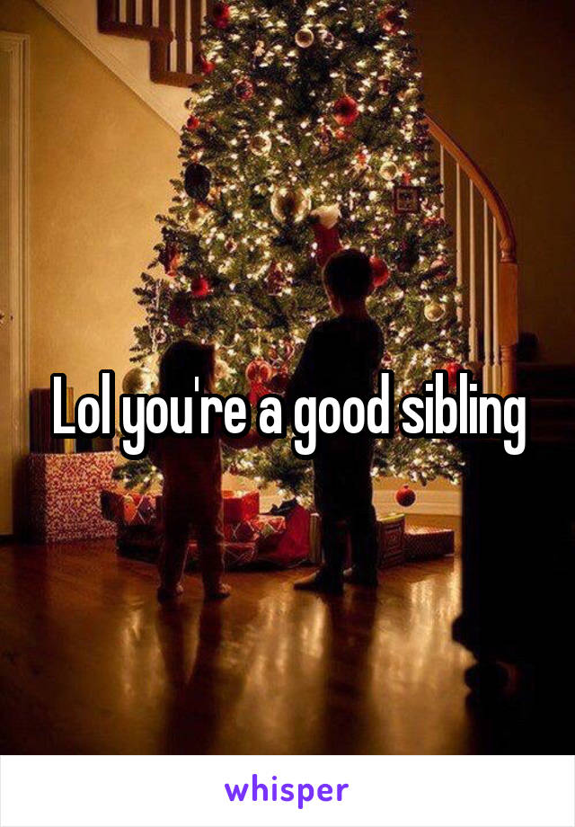 Lol you're a good sibling