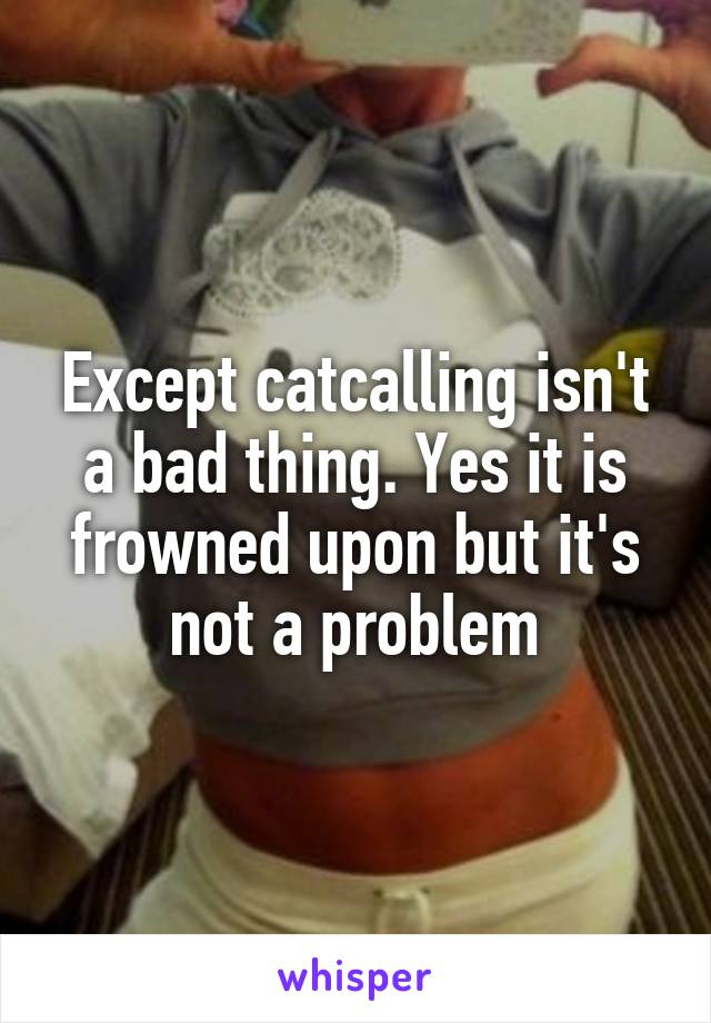 Except catcalling isn't a bad thing. Yes it is frowned upon but it's not a problem