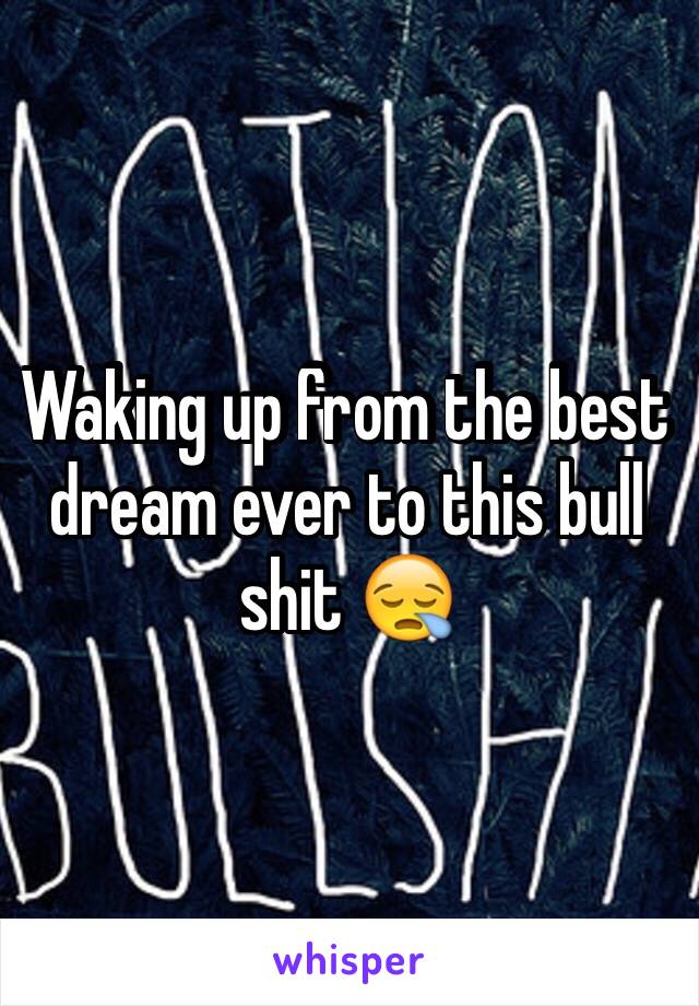 Waking up from the best dream ever to this bull shit 😪