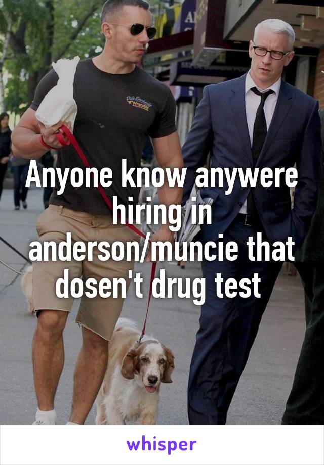 Anyone know anywere hiring in anderson/muncie that dosen't drug test 