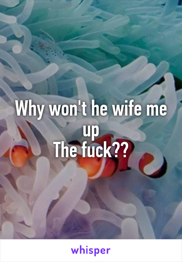 Why won't he wife me up
The fuck??