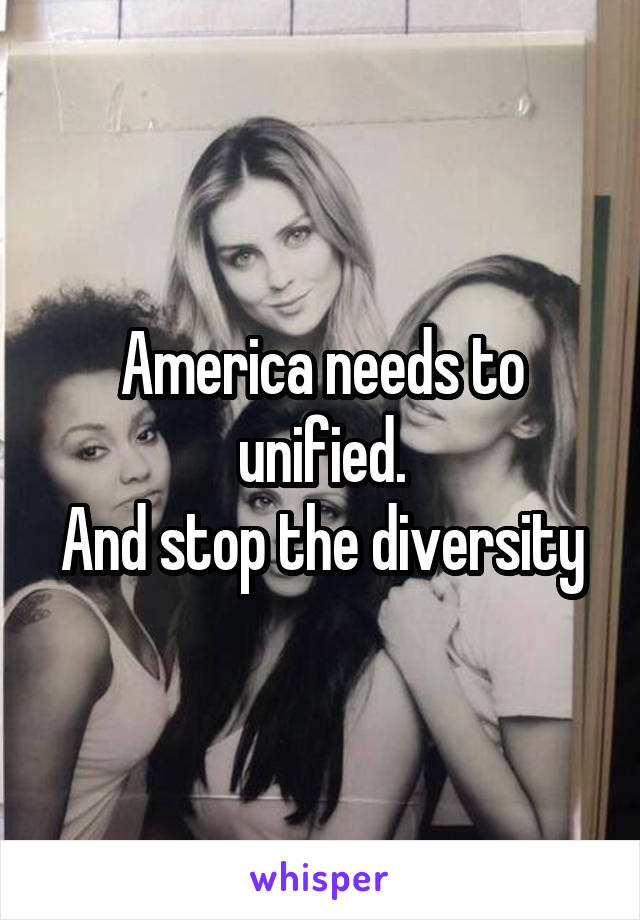 America needs to unified.
And stop the diversity