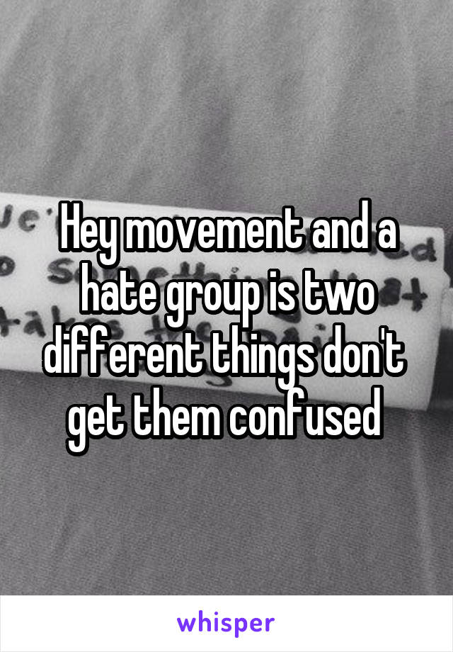 Hey movement and a hate group is two different things don't  get them confused 