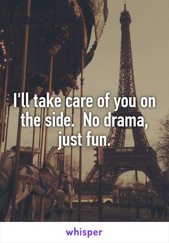 I'll take care of you on the side.  No drama, just fun.