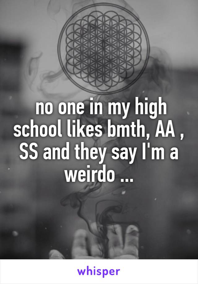  no one in my high school likes bmth, AA , SS and they say I'm a weirdo ...