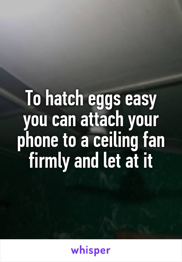 To hatch eggs easy you can attach your phone to a ceiling fan firmly and let at it