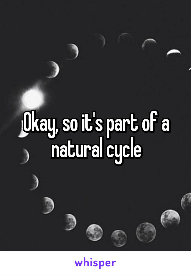 Okay, so it's part of a natural cycle