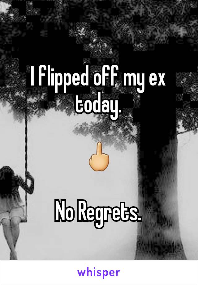 I flipped off my ex today.

🖕

No Regrets.