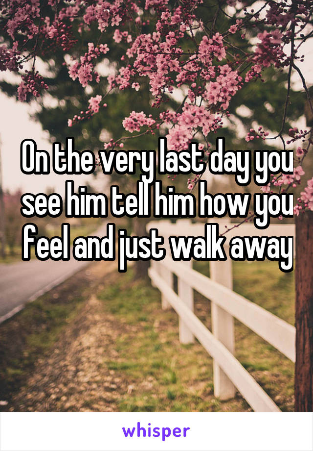 On the very last day you see him tell him how you feel and just walk away 