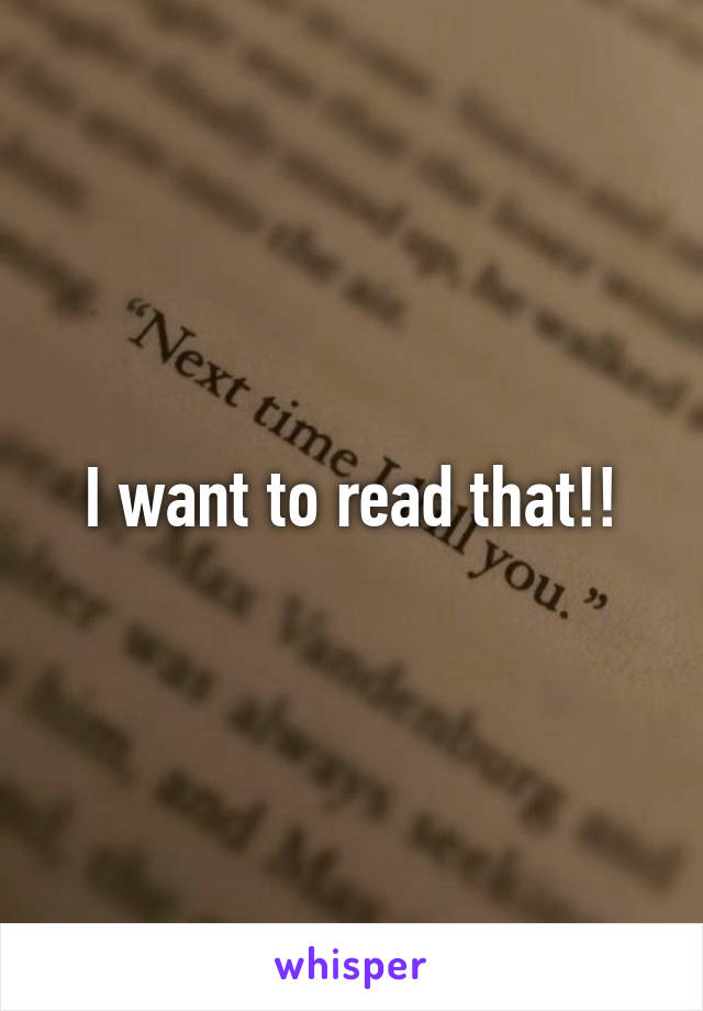 I want to read that!!
