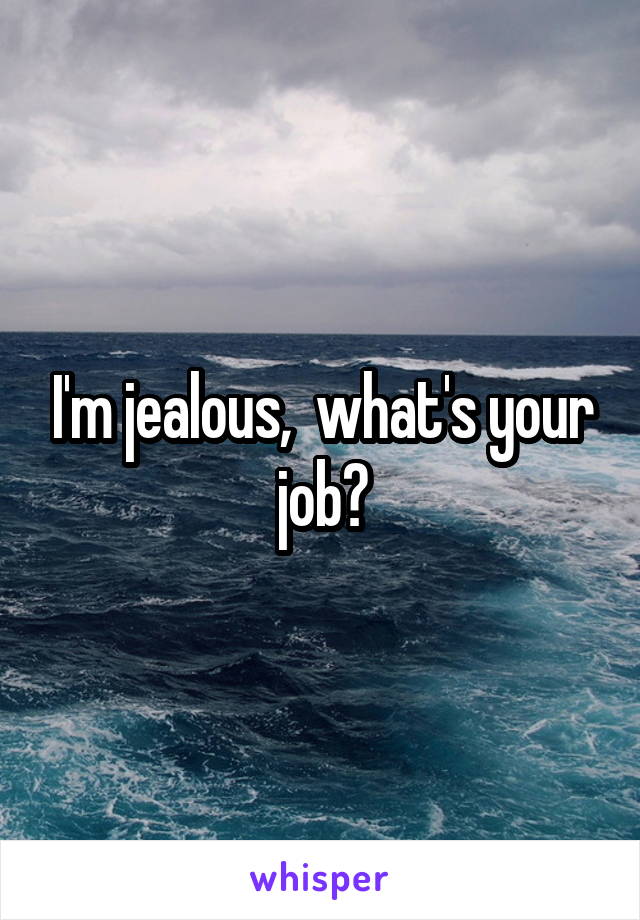 I'm jealous,  what's your job?