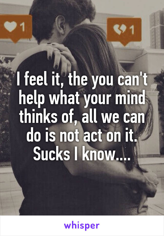 I feel it, the you can't help what your mind thinks of, all we can do is not act on it. Sucks I know....