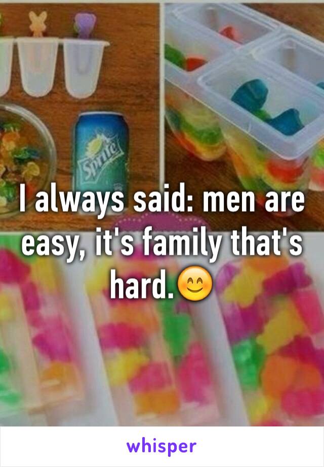 I always said: men are easy, it's family that's hard.😊