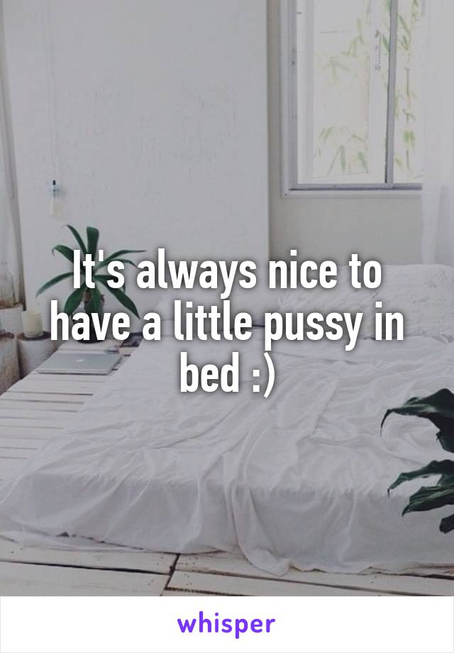 It's always nice to have a little pussy in bed :)