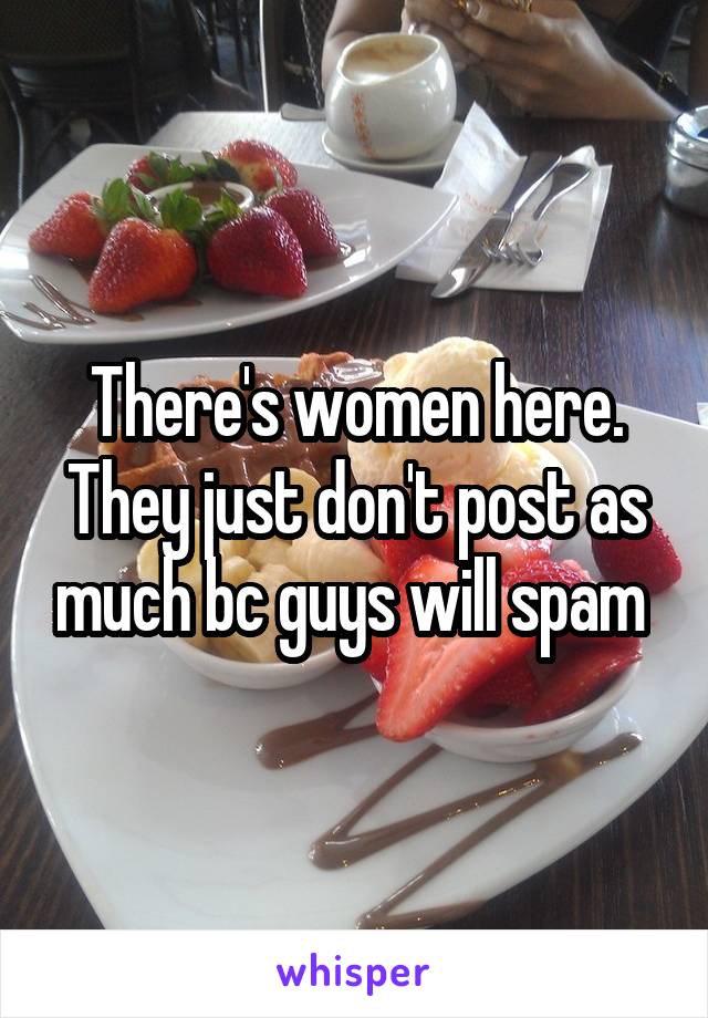 There's women here. They just don't post as much bc guys will spam 