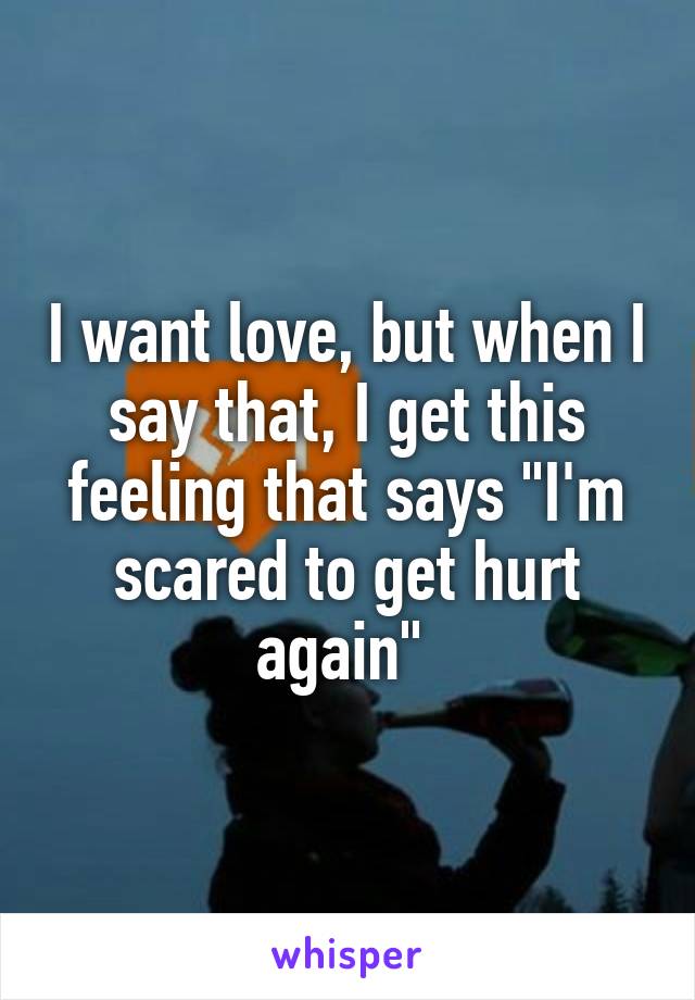 I want love, but when I say that, I get this feeling that says "I'm scared to get hurt again" 