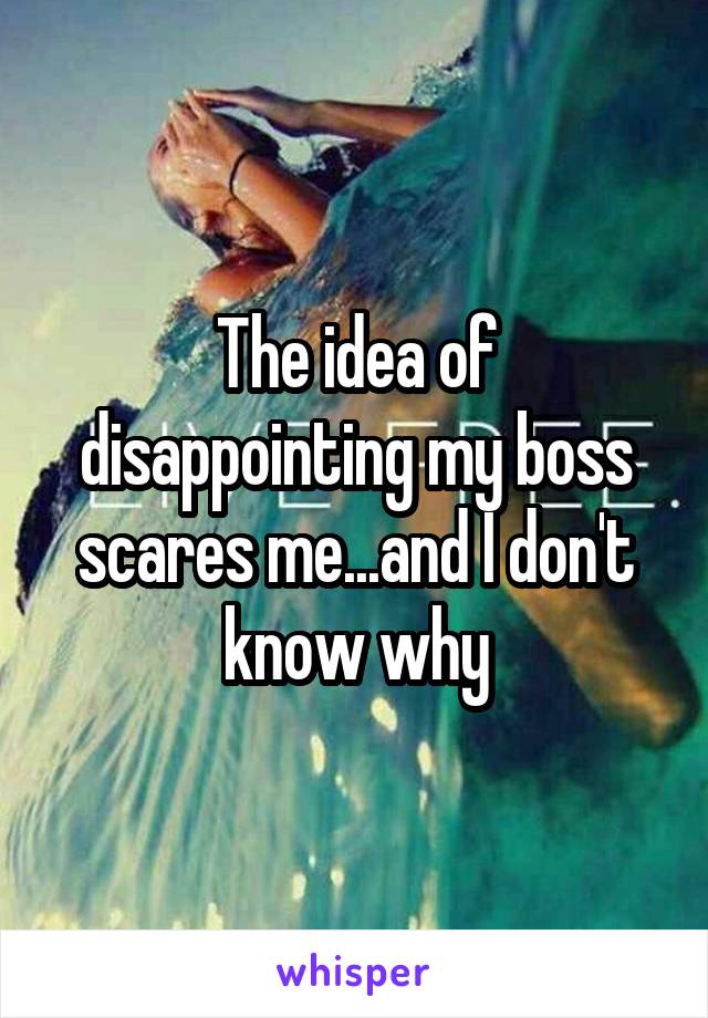The idea of disappointing my boss scares me...and I don't know why