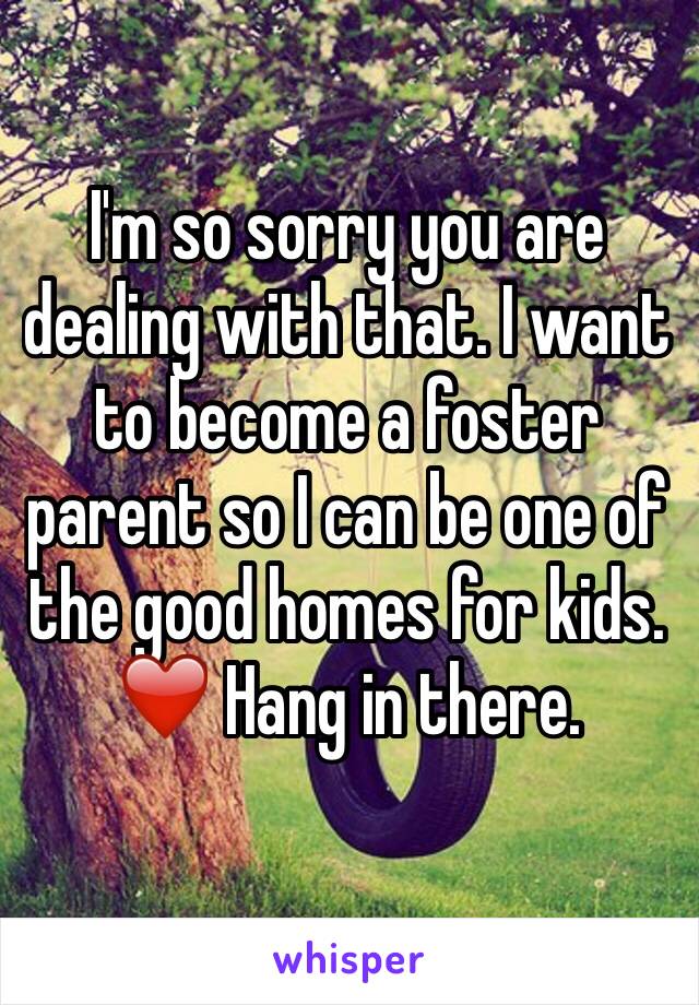 I'm so sorry you are dealing with that. I want to become a foster parent so I can be one of the good homes for kids. ❤️ Hang in there. 