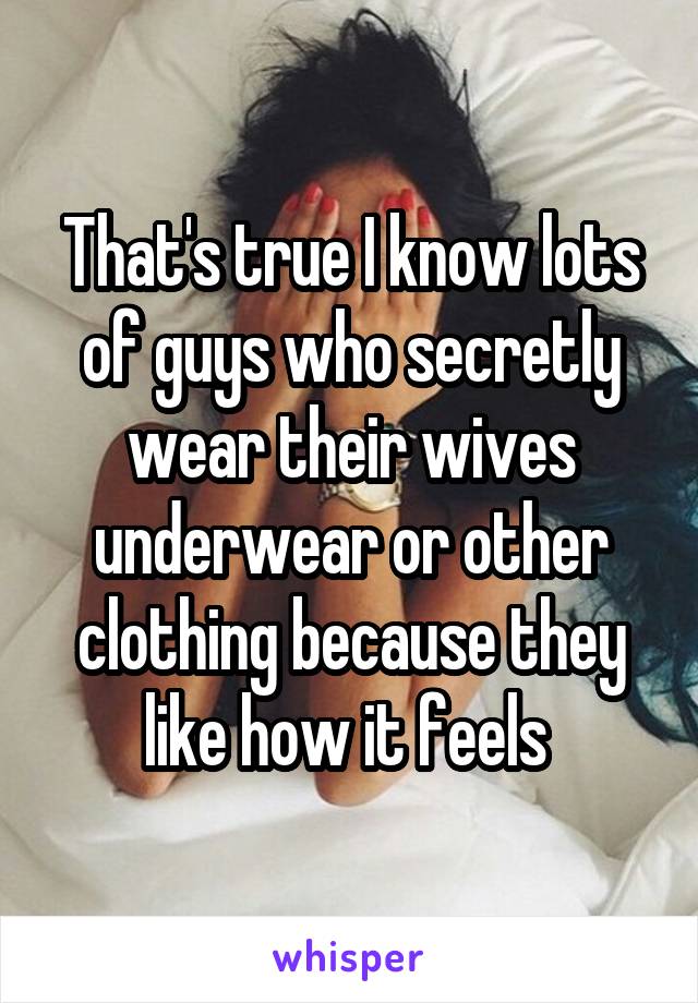 That's true I know lots of guys who secretly wear their wives underwear or other clothing because they like how it feels 