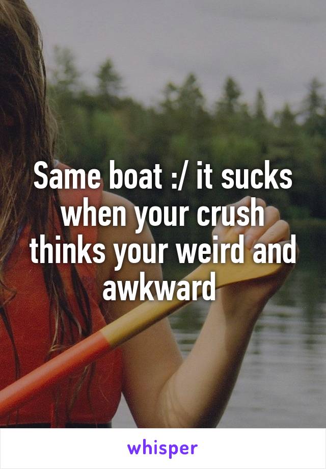 Same boat :/ it sucks when your crush thinks your weird and awkward 