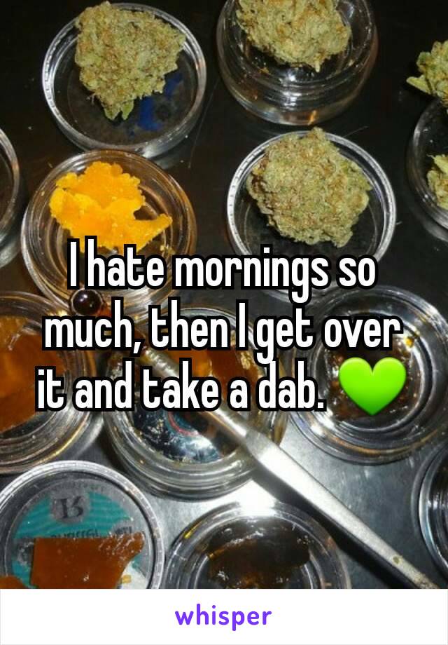 I hate mornings so much, then I get over it and take a dab. 💚