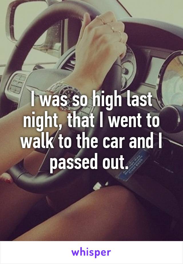 I was so high last night, that I went to walk to the car and I passed out. 