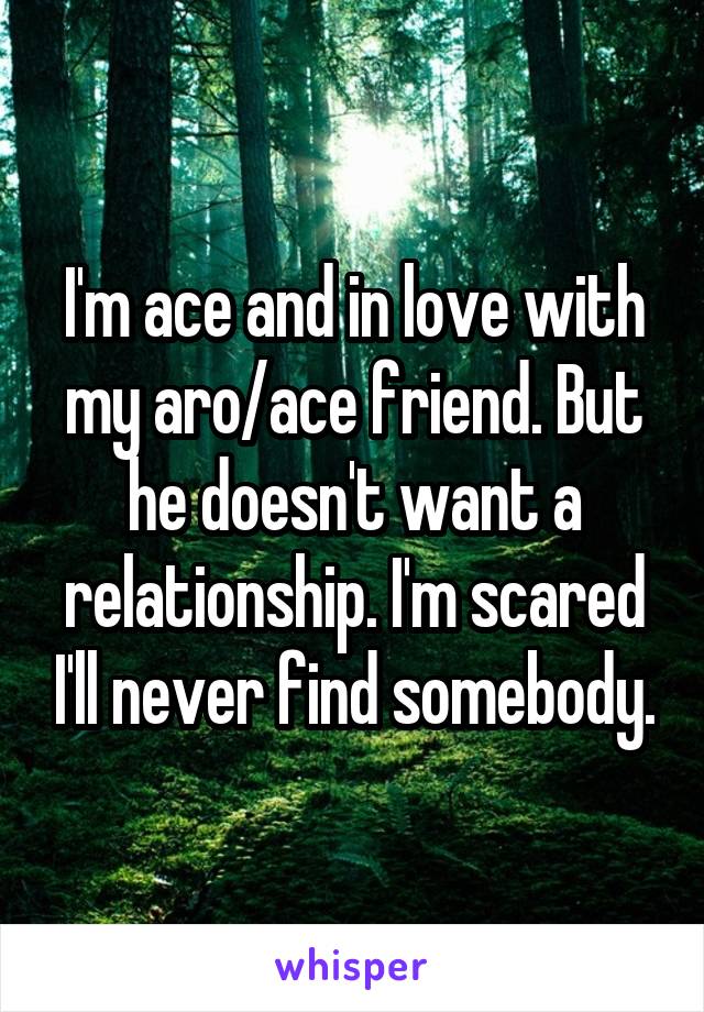 I'm ace and in love with my aro/ace friend. But he doesn't want a relationship. I'm scared I'll never find somebody.