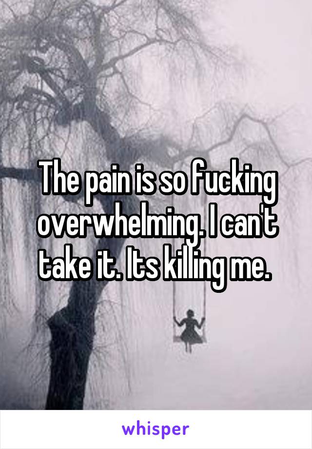 The pain is so fucking overwhelming. I can't take it. Its killing me. 